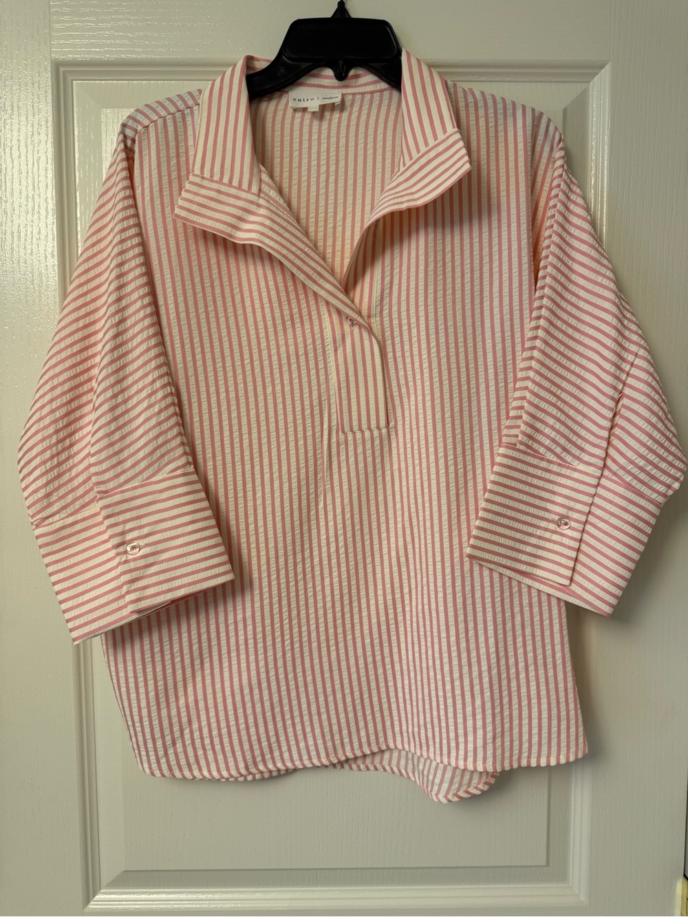 entro Pink and White Striped Button-Down Shirt